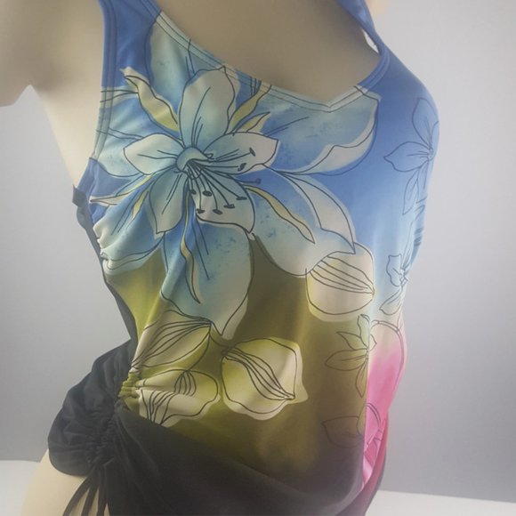 Christina Tankini Top Women's swimsuit black floral pattern wired sz 8D - Picture 4 of 11